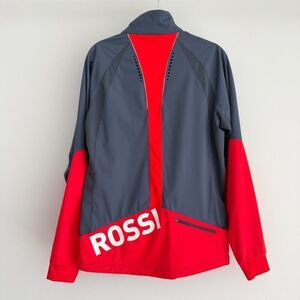 Rossignol Jacket Mens Large‎ Gray Red Soft Shell Hike Ski Running Full Zip